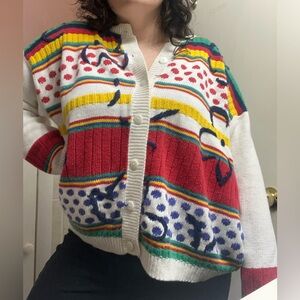 Vintage Venezia ugly striped cardigan sweater
